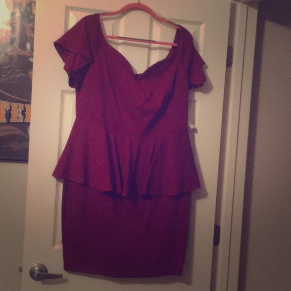 Fashion to Figure Dresses & Skirts - NWT- Burgundy peplum dress